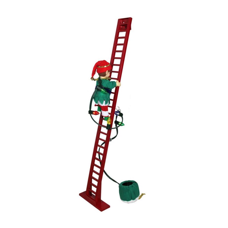 Figures * | Mr. Christmas Mr Christmas Animated And Musical Climbing Elf With Light Strand