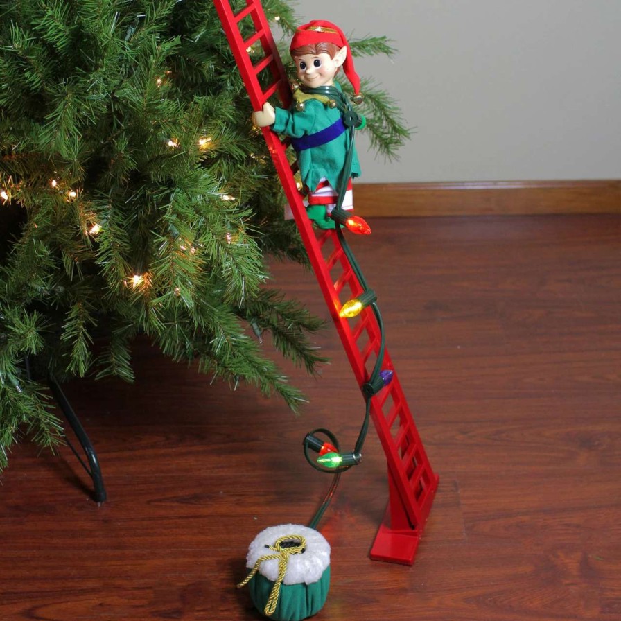 Figures * | Mr. Christmas Mr Christmas Animated And Musical Climbing Elf With Light Strand