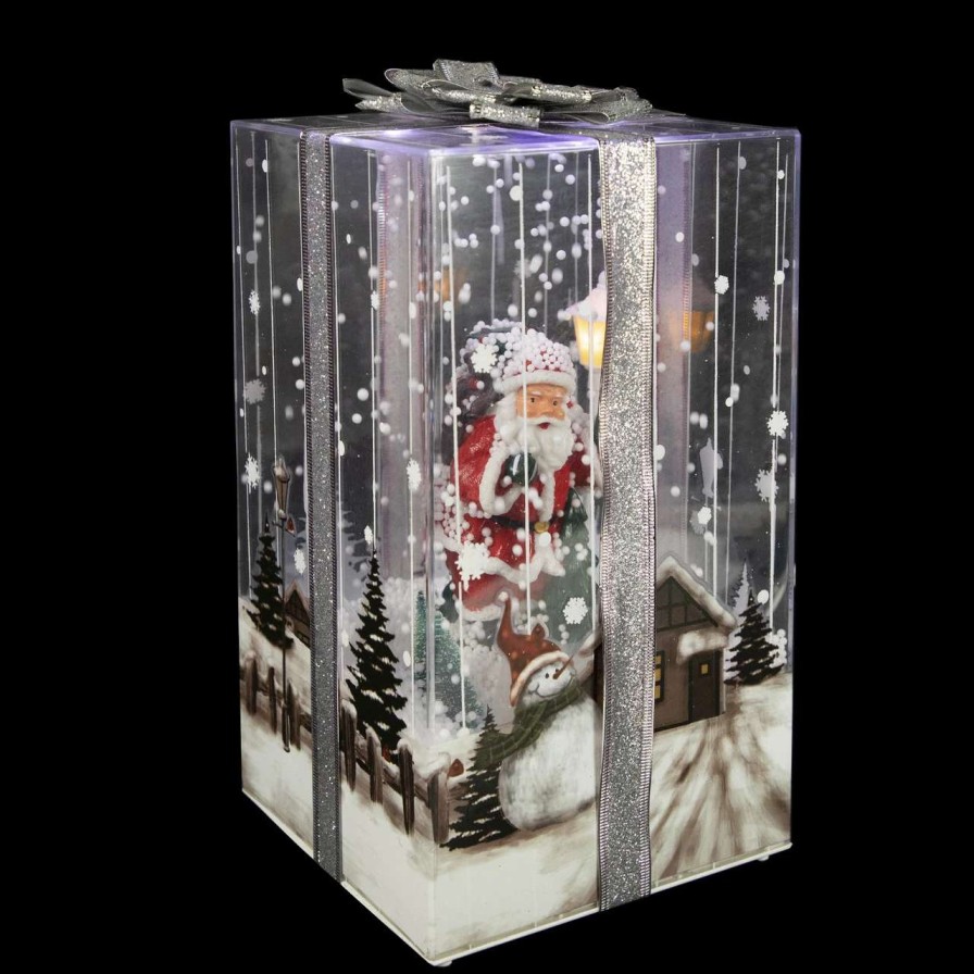 Christmas Village Sets & Accessories * | Northlight 12 Lighted And Musical Santa Claus Snowing Gift Box Christmas Decoration