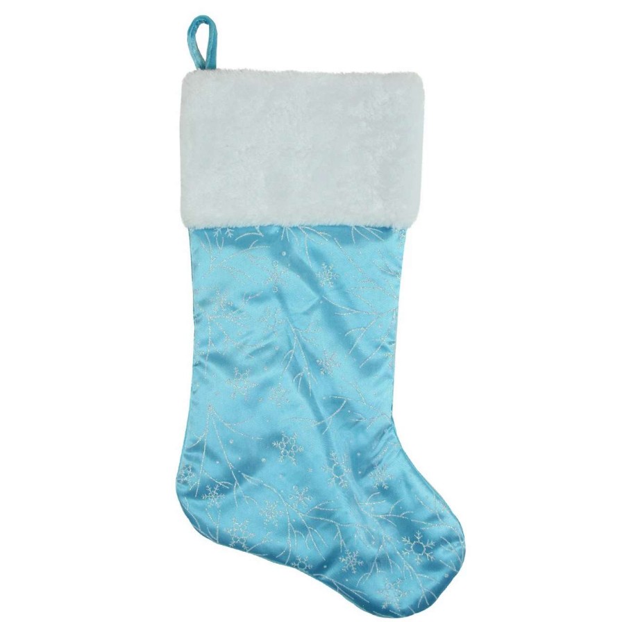 Stockings & Holders * | Northlight 21 Blue And White Glitter Snowflake Christmas Stocking