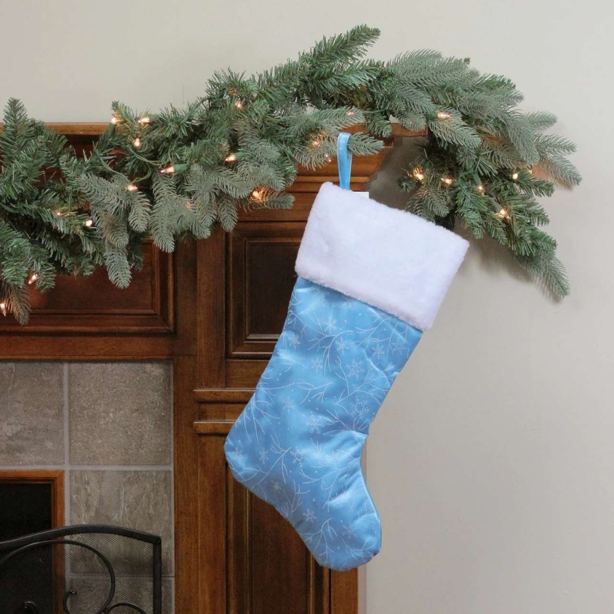 Stockings & Holders * | Northlight 21 Blue And White Glitter Snowflake Christmas Stocking