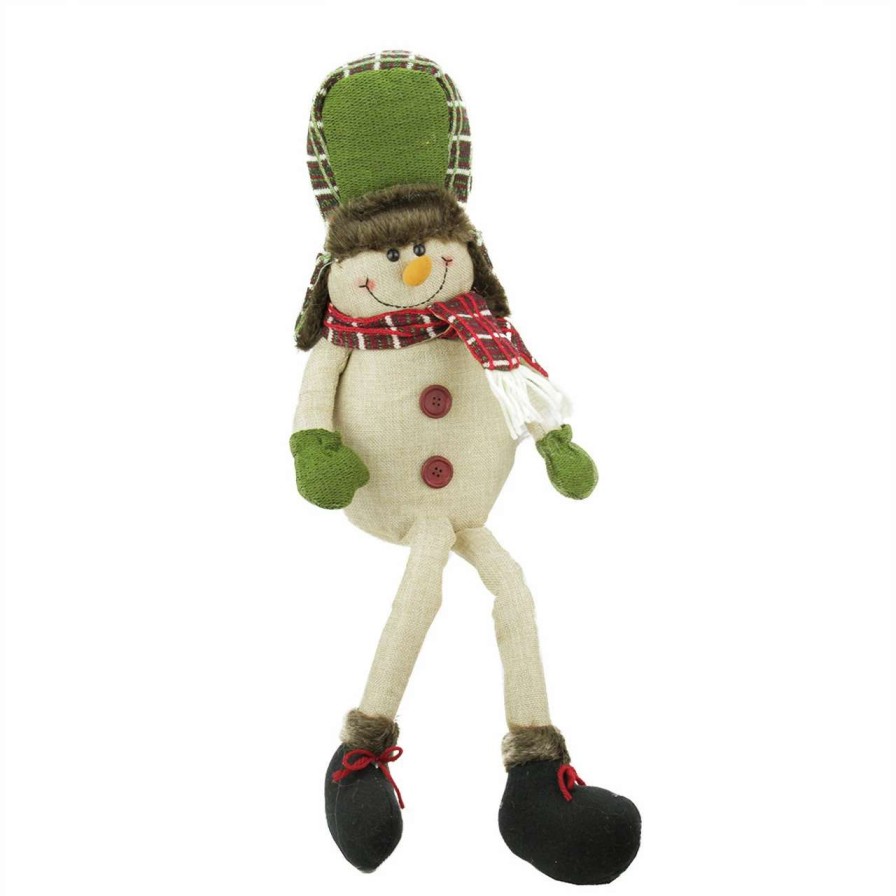 Figures * | Gallerie Ii 25 Plush Plaid Snowman Hat Shelf Sitter Christmas Figurine