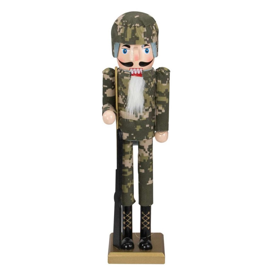 Figures * | Northlight 15 Beige And Green Army Soldier In Fatigues Christmas Nutcracker