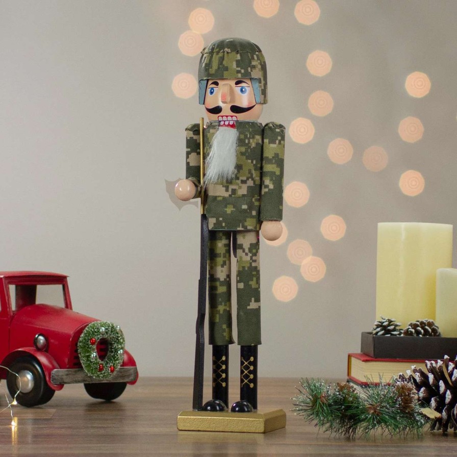 Figures * | Northlight 15 Beige And Green Army Soldier In Fatigues Christmas Nutcracker