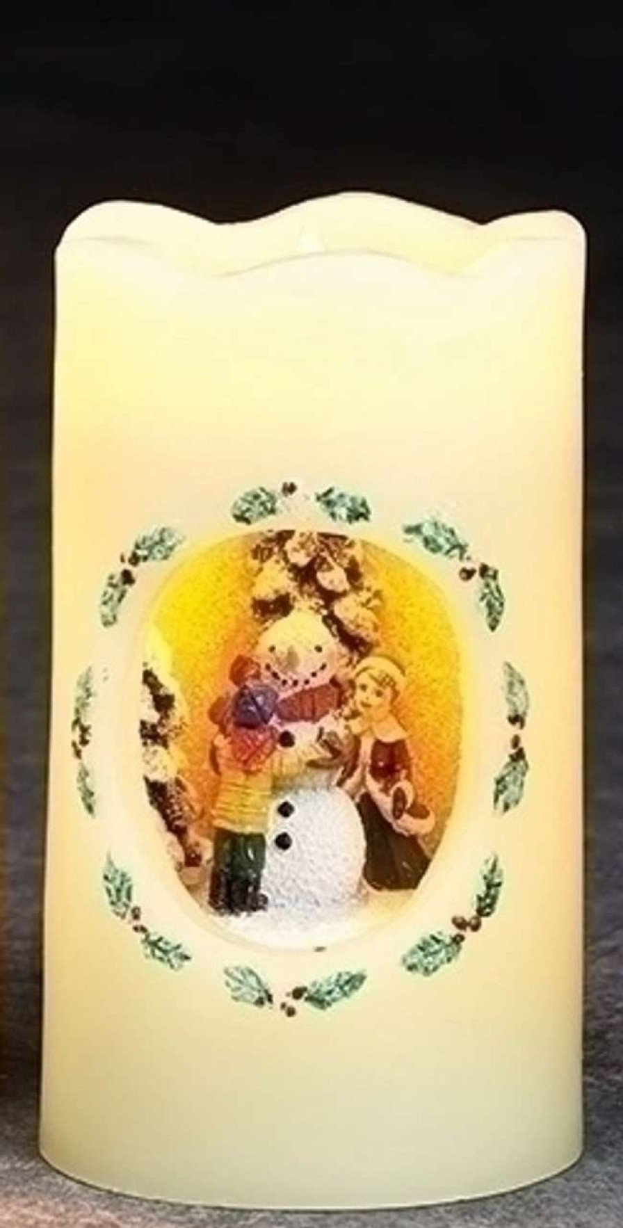 Candles & Lanterns * | Roman 5 Pre-Lit White And Yellow Led Festive Snowman Flickering Flameless Christmas Candle