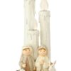 Nativity Sets & Accessories * | Raz 14.5 Pre-Lit White Holy Family Christmas Nativity With Candles Tabletop Decor