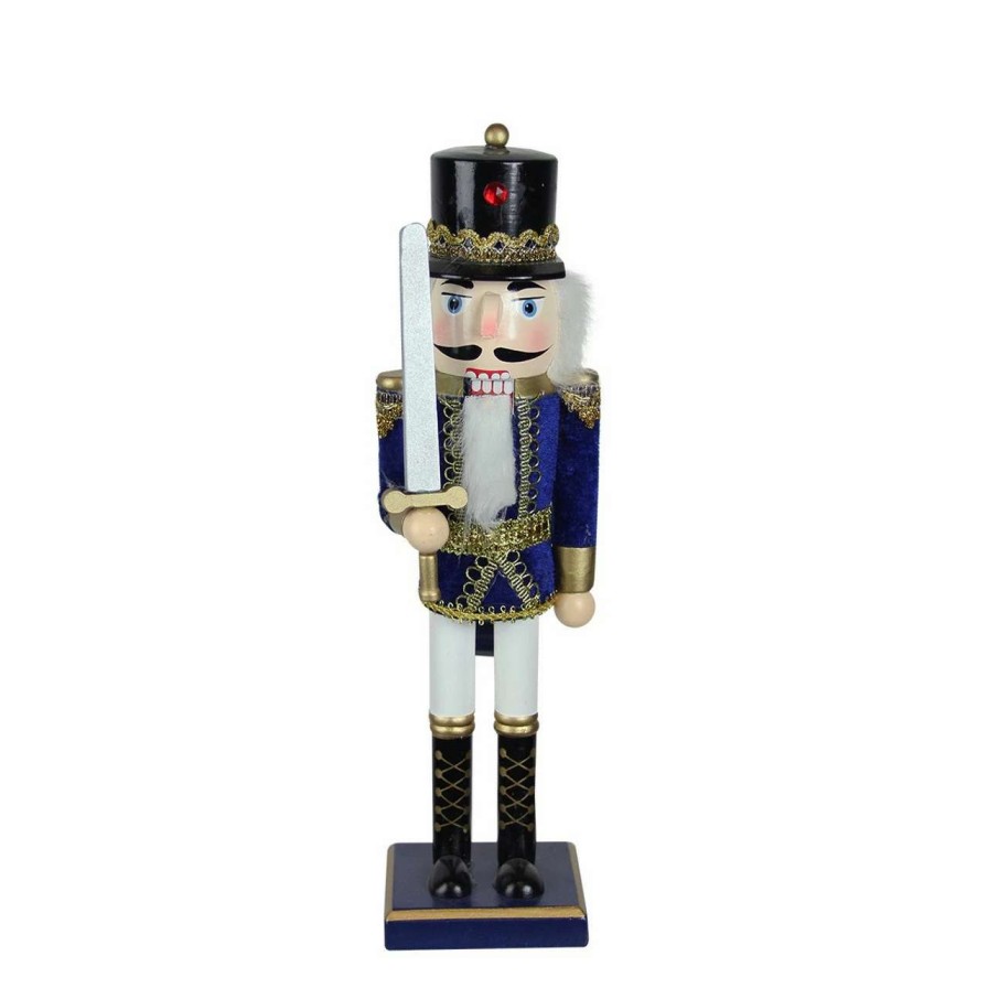 Figures * | Northlight 14 Blue And White Christmas Nutcracker Soldier With Sword Tabletop Decor