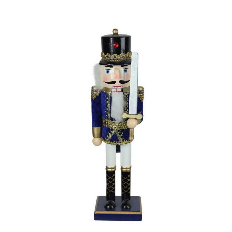 Figures * | Northlight 14 Blue And White Christmas Nutcracker Soldier With Sword Tabletop Decor