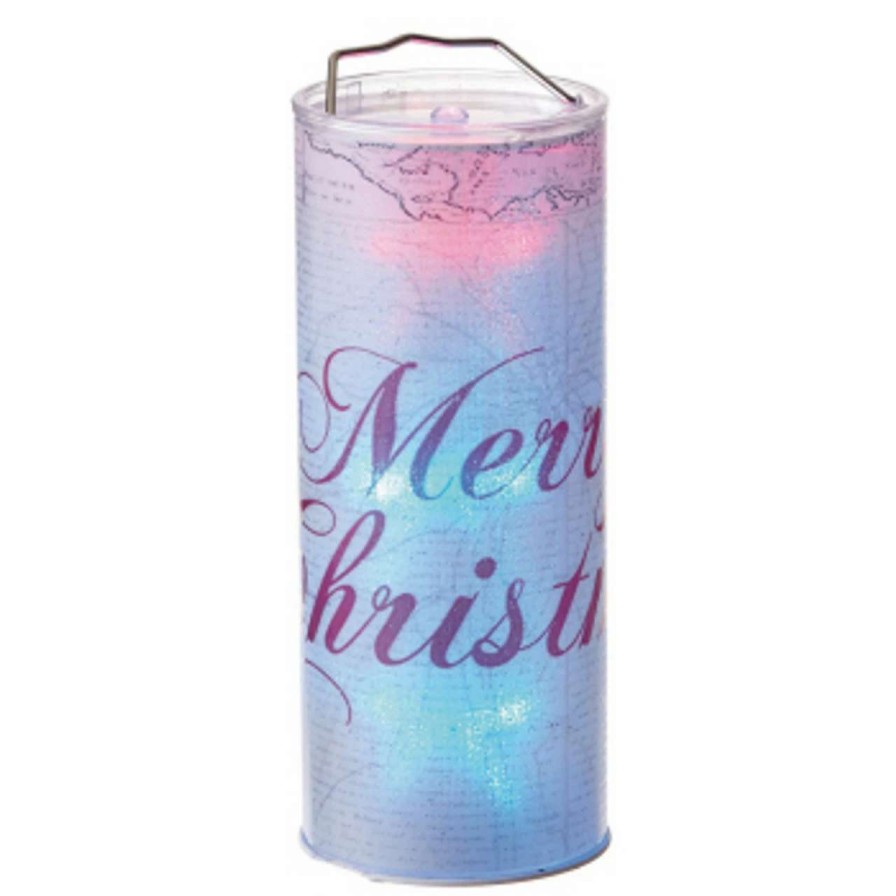 Candles & Lanterns * | Midwest 12 Transparent "Merry Christmas" Led Color Changing Lighted Christmas Lantern