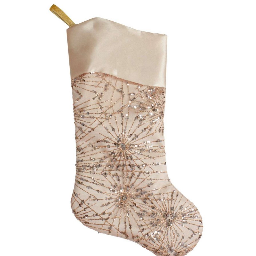 Stockings & Holders * | Northlight 20.5-Inch Gold Glitter And Sequin Satin Cuff Christmas Stocking