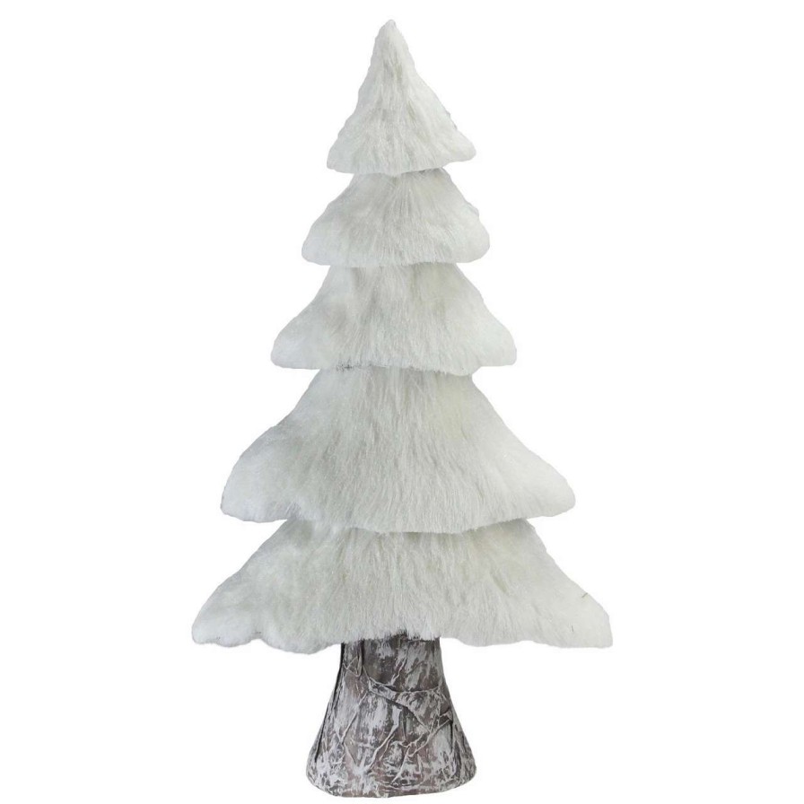 Christmas Table Top Trees * | Northlight 17.25 White Faux Fur Birch Tree Christmas Decoration