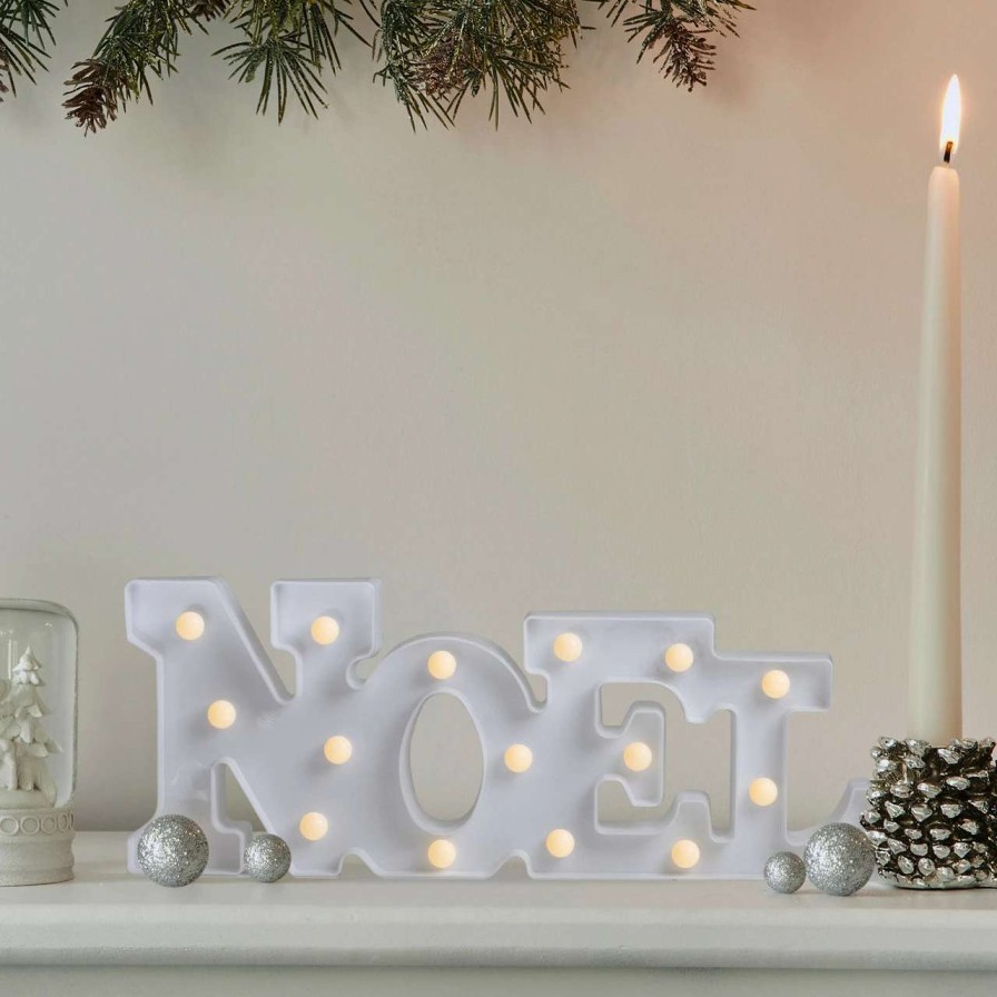 Christmas Village Sets & Accessories * | Northlight 17 White 'Noel' Led Christmas Marquee Wall Sign