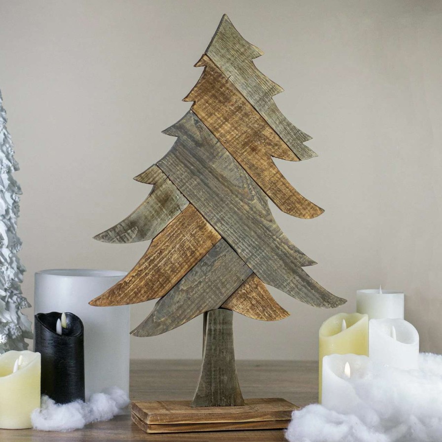 Christmas Table Top Trees * | Northlight 23.5 Brown Textured Wood Tabletop Christmas Tree