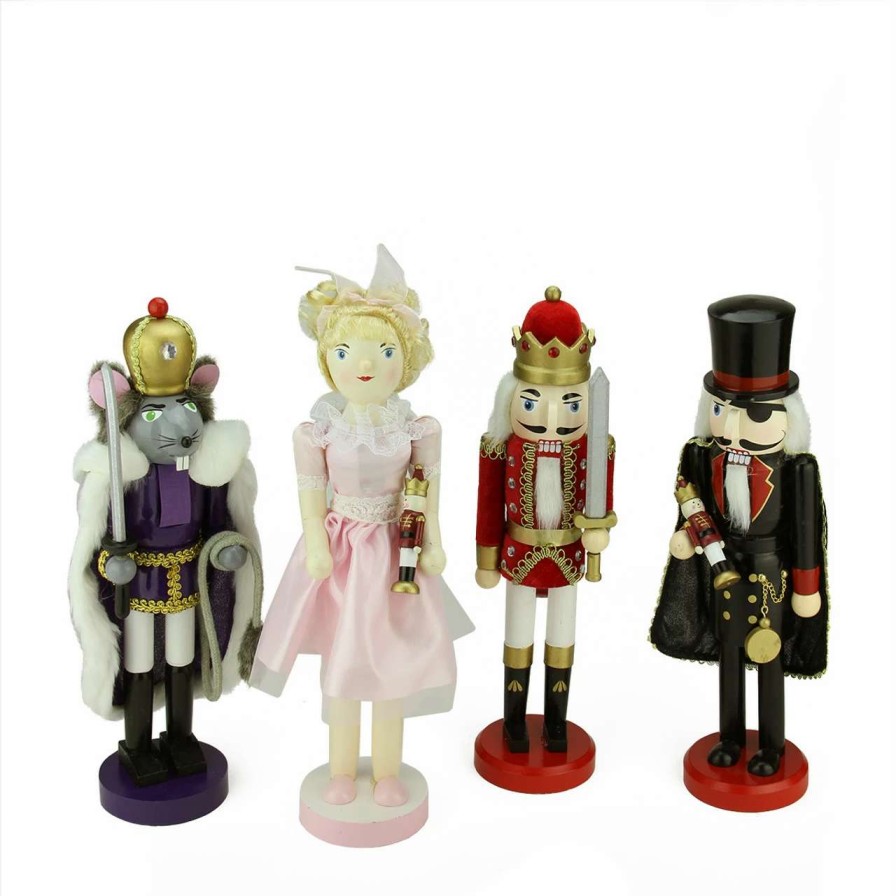 Figures * | Northlight Set Of 4 Decorative Wooden Nutcracker Suite Ballet Christmas Decorations