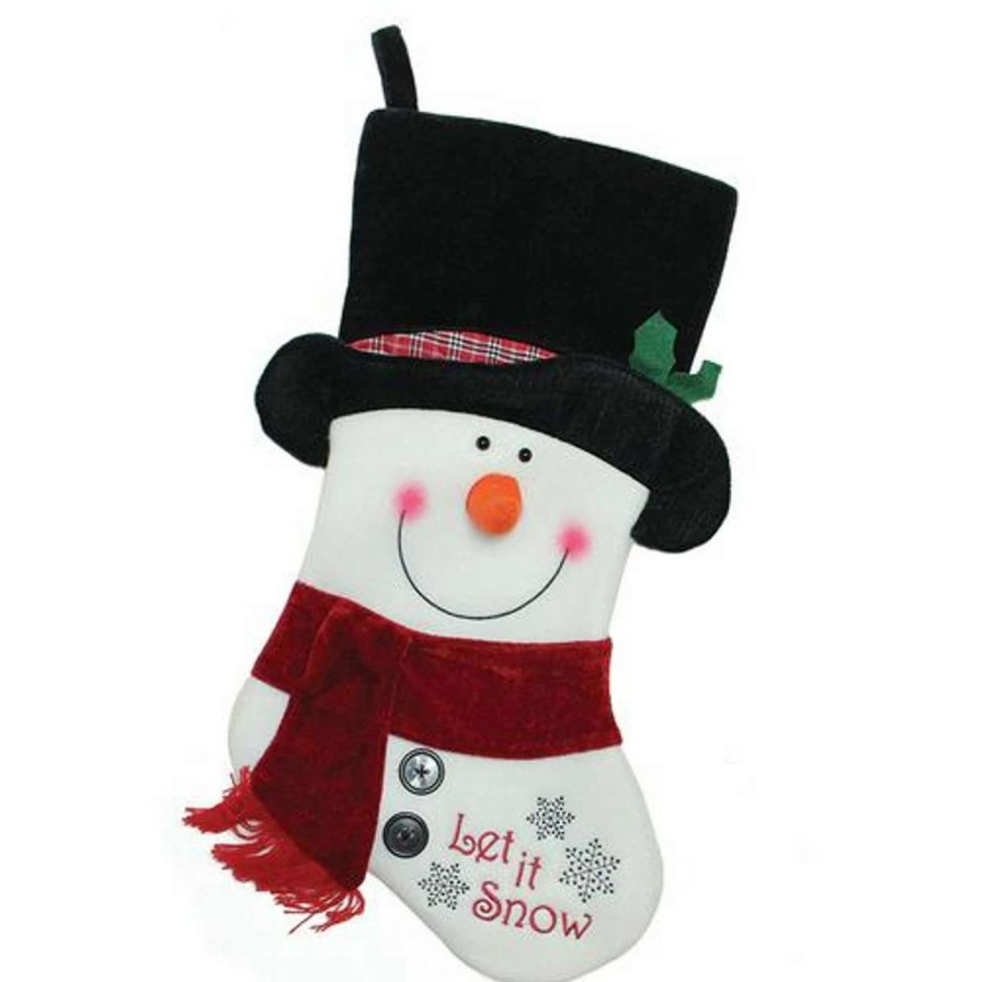 Stockings & Holders * | Northlight 19 Black, Red And White Embroidered "Let It Snow!" Snowman Christmas Stocking