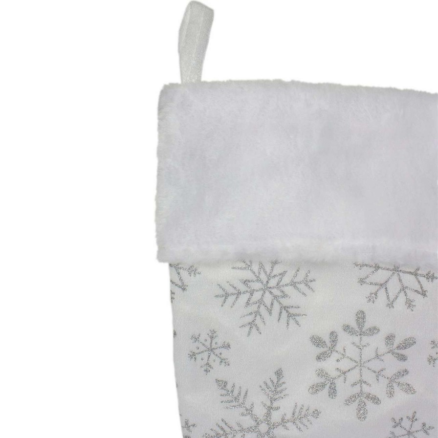 Stockings & Holders * | Northlight 20 White And Silver Snowflakes Christmas Stocking