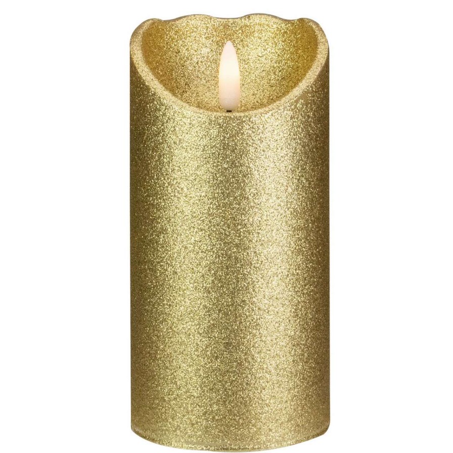 Candles & Lanterns * | Northlight 6 Led Gold Glitter Flameless Christmas Decor Candle