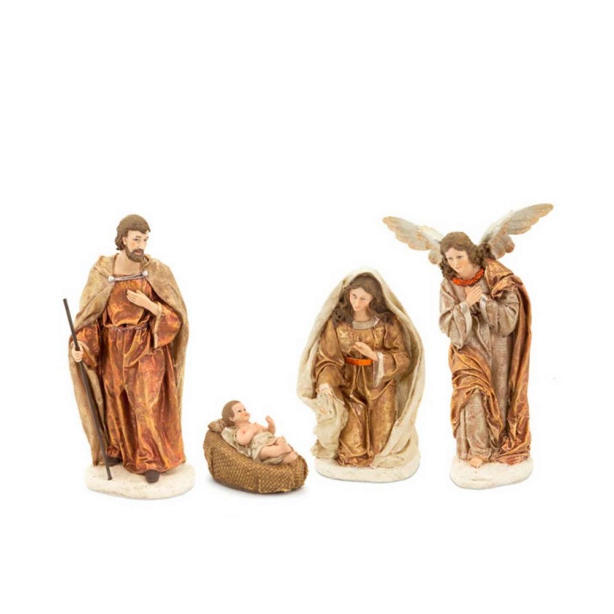 Nativity Sets & Accessories * | Melrose 4 Piece Ivory And Brown Christmas Nativity Set Figurines 11.5