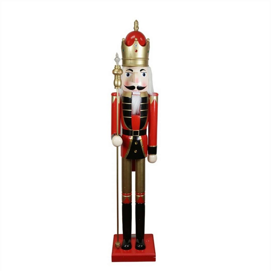 Figures * | Northlight 5 Red And White Commercial Size Christmas Nutcracker With Scepter