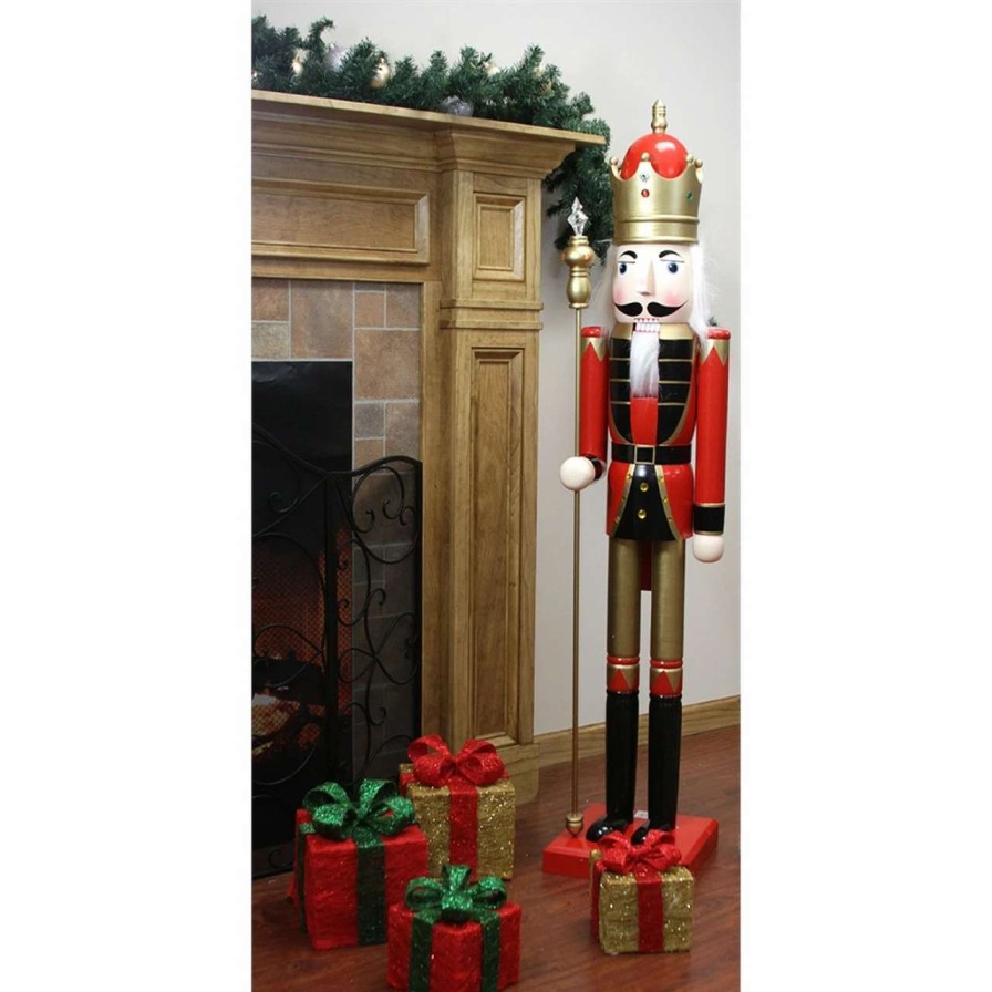 Figures * | Northlight 5 Red And White Commercial Size Christmas Nutcracker With Scepter