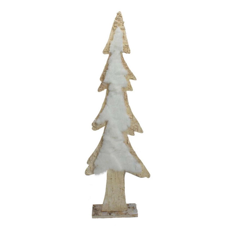 Christmas Table Top Trees * | Northlight 14.5 Brown And White Wooden Tree Christmas Tabletop Decor