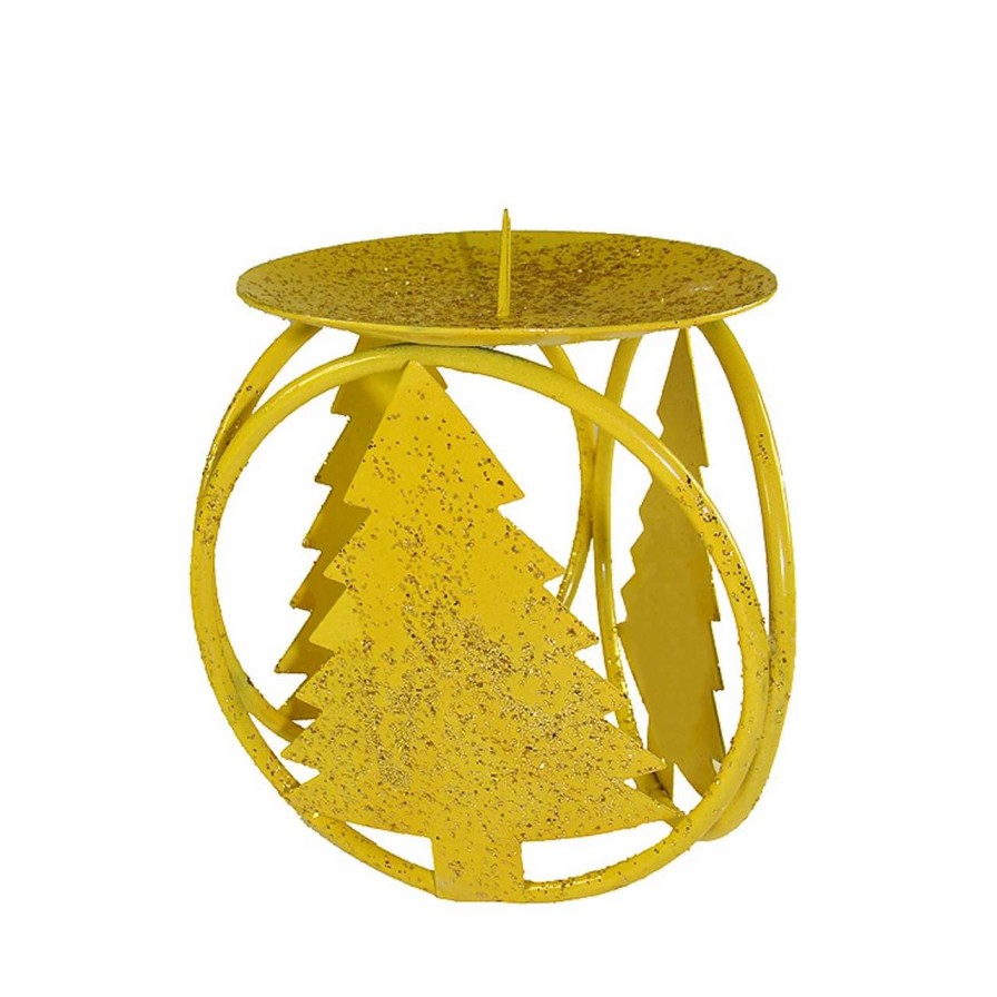 Candles & Lanterns * | Cc Christmas Decor Club Pack Of 72 Yellow Christmas Tree Pillar Candle Holders 4.25