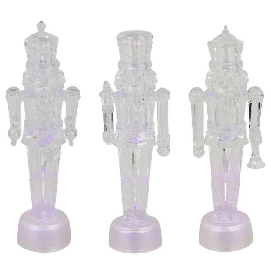 Figures * | Northlight Set Of 3 Led Lighted Icy Crystal Nutcracker Christmas Figurines 7.5