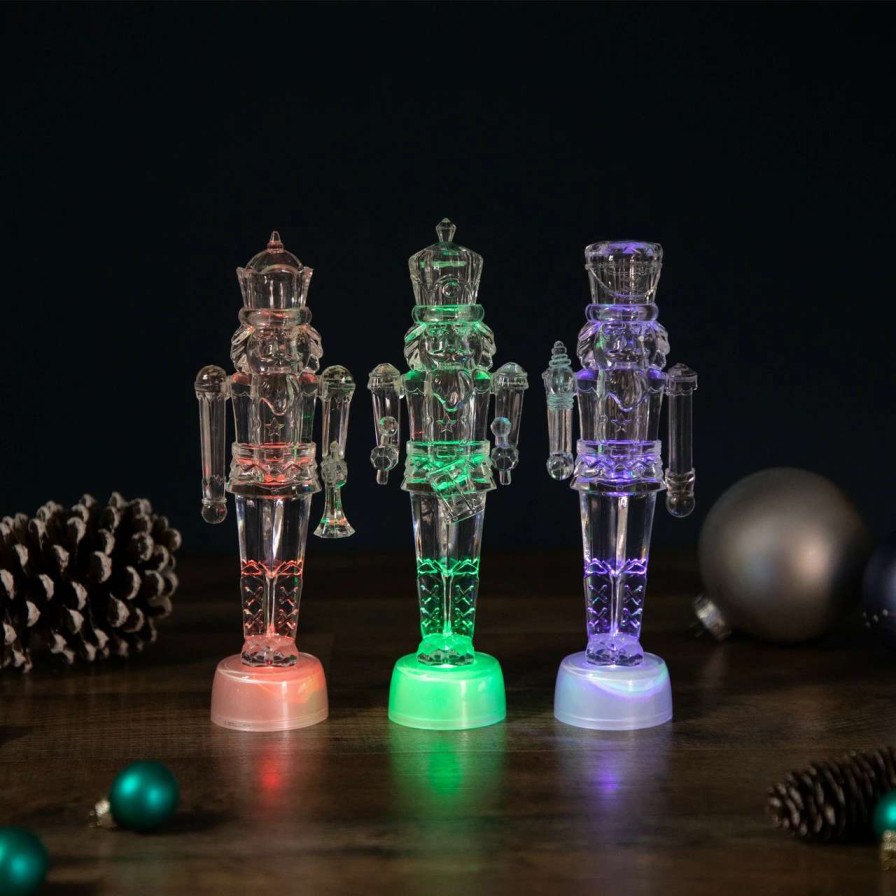 Figures * | Northlight Set Of 3 Led Lighted Icy Crystal Nutcracker Christmas Figurines 7.5