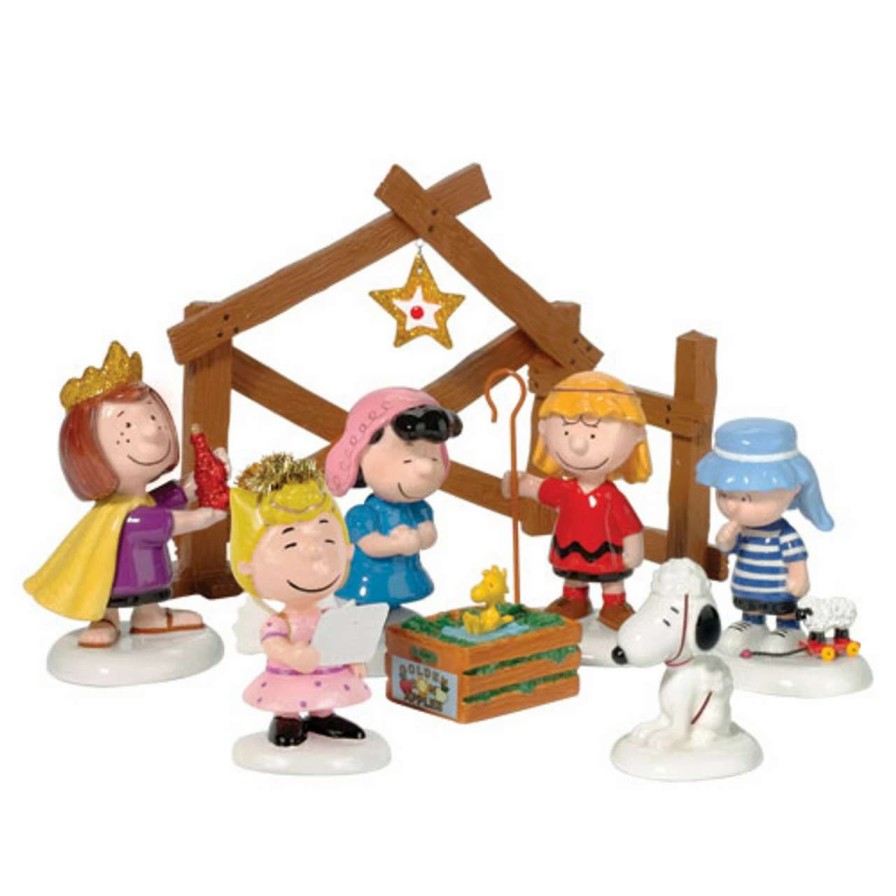 Christmas Village Sets & Accessories * | Department 56 Peanuts Christmas Pageant 8-Piece Nativity Set #802162