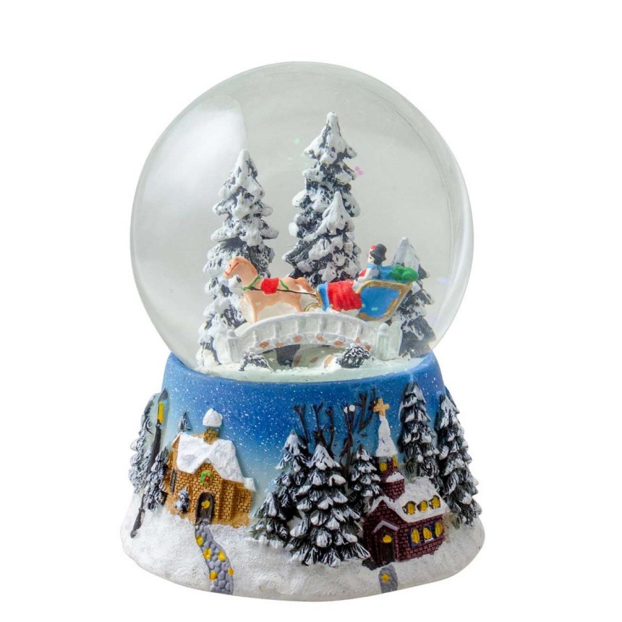 Christmas Village Sets & Accessories * | Northlight 5.75 Winter Forest Sleigh Ride Musical Christmas Snow Globe