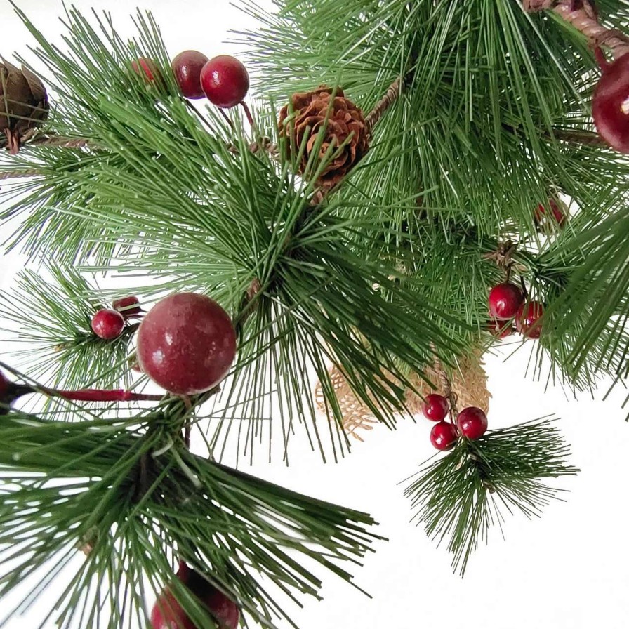 Christmas Table Top Trees * | Northlight 23.5 Winter Berry Pine Tree With Pine Cones In Jute Base Christmas Decoration