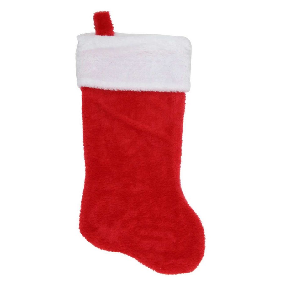 Stockings & Holders * | Northlight 17 Traditional Red With White Trim Hanging Christmas Stocking