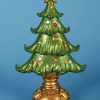 Christmas Table Top Trees * | Lynn Roberts Set Of 2 Green And Gold Ornate Glittered Christmas Tree Tabletop Decoration 12