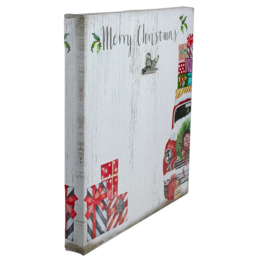 Christmas Village Sets & Accessories * | Northlight 10 Car And Gifts Merry Christmas Canvas Wall Art With Photo Clip