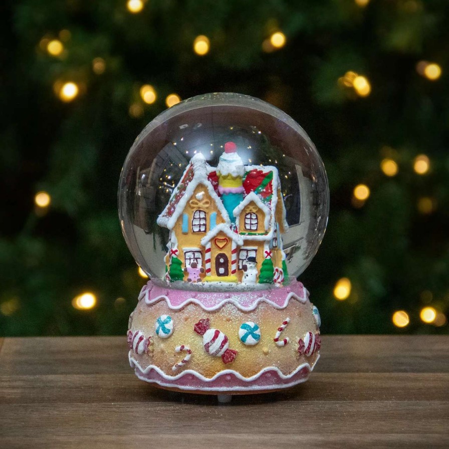 Christmas Village Sets & Accessories * | Northlight 6.5 Gingerbread House Musical Christmas Snow Globe