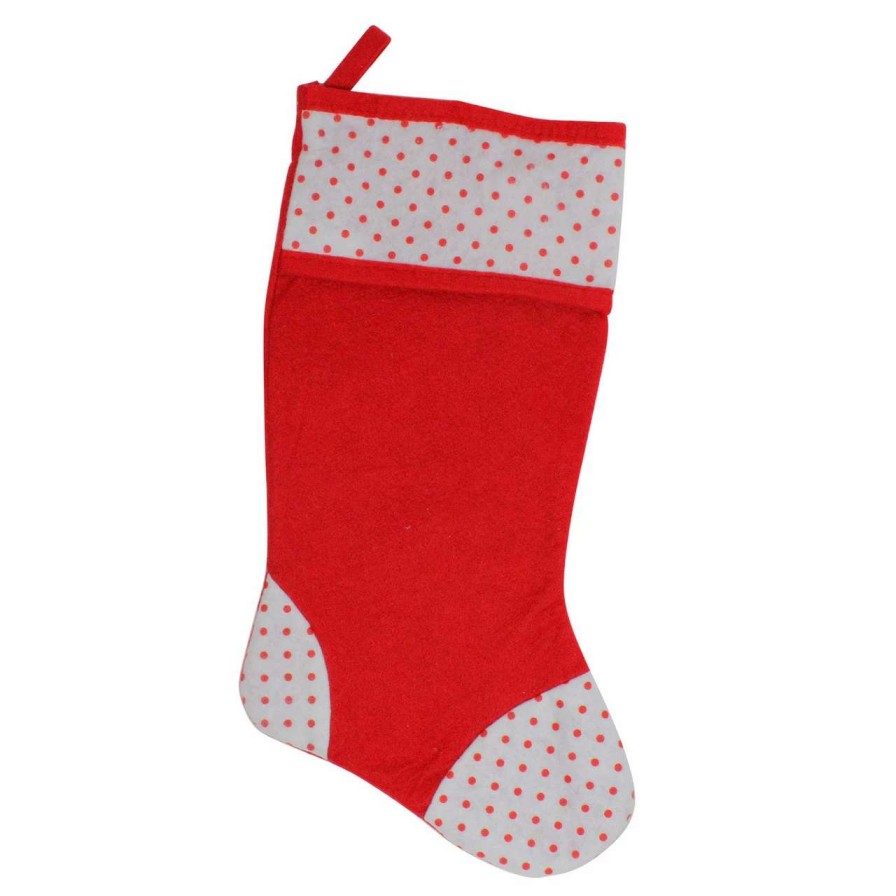 Stockings & Holders * | St. Nick'S Choice 19 Red And White Fleece Polka Dot Christmas Stocking