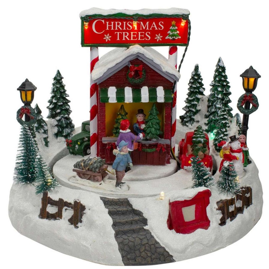 Christmas Village Sets & Accessories * | Northlight 9 Lighted And Animated Christmas Tree Farm Winter Scene With Moving Cars