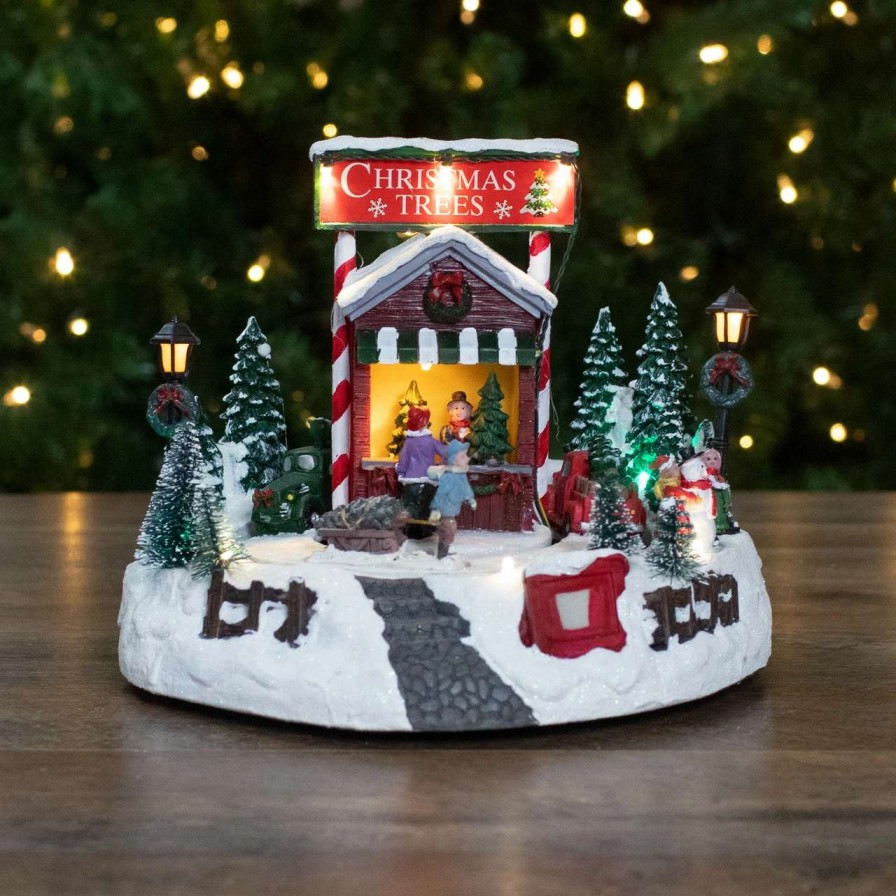 Christmas Village Sets & Accessories * | Northlight 9 Lighted And Animated Christmas Tree Farm Winter Scene With Moving Cars