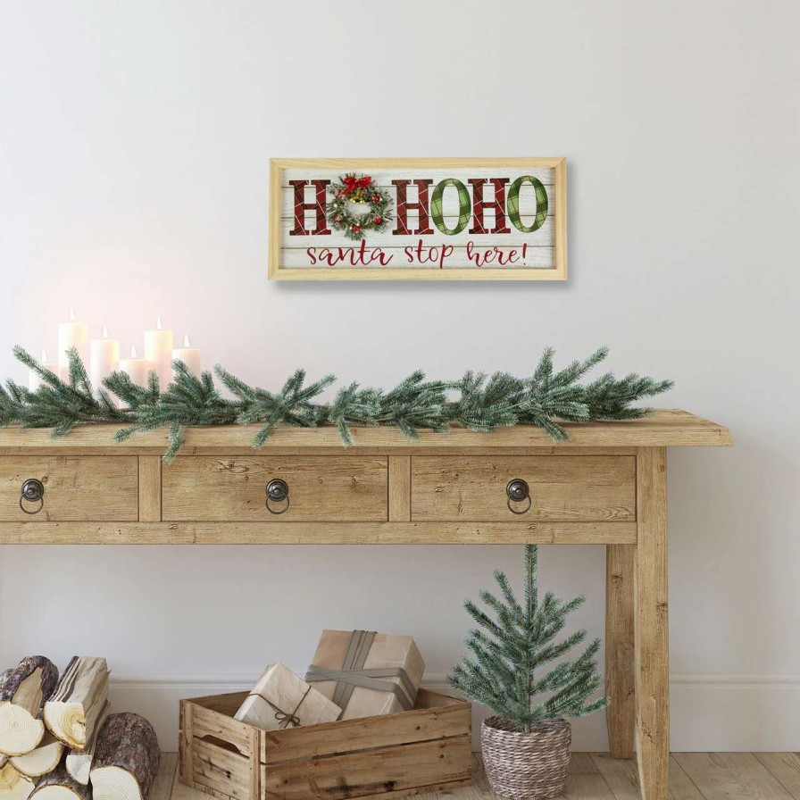 Christmas Village Sets & Accessories * | Northlight 19.75 Led Lighted Plaid 'Ho Ho Ho' Wooden Christmas Wall Sign