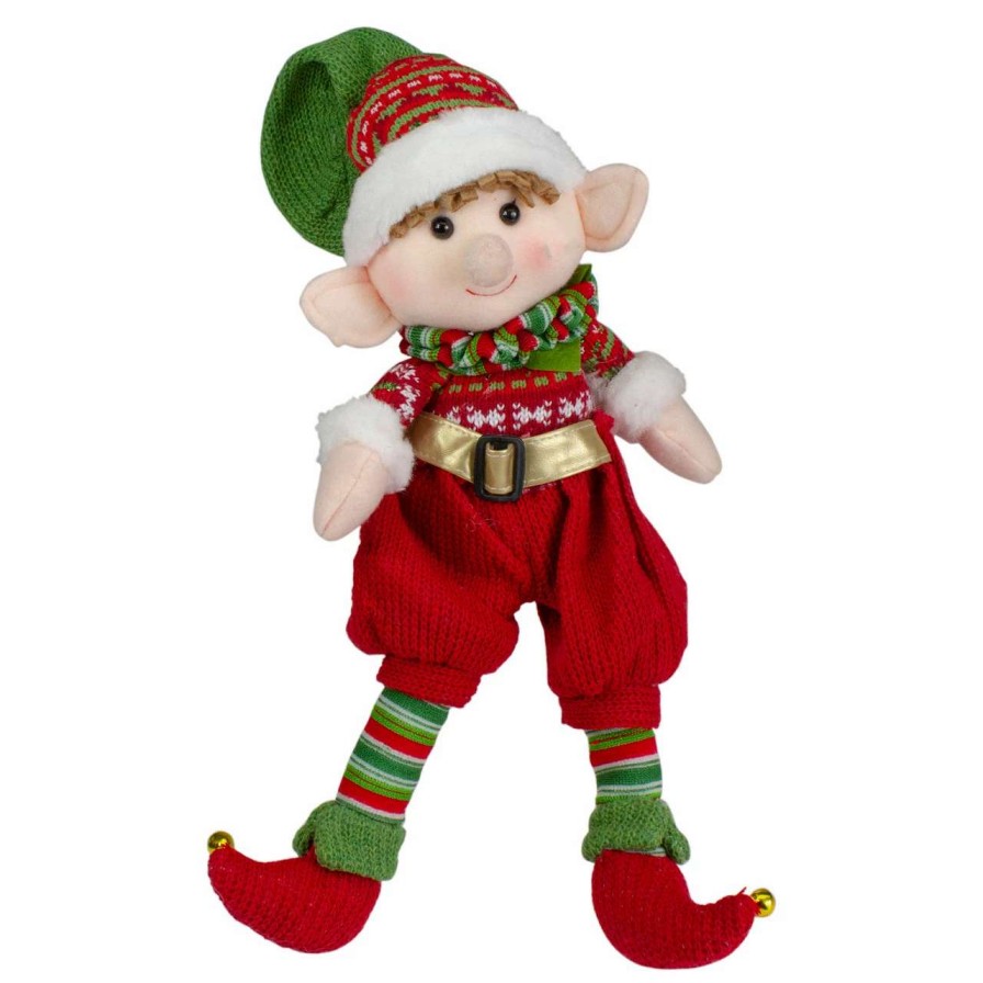 Figures * | Northlight 15 Red And Green Plush Jingle Bell Boy Elf Christmas Figure