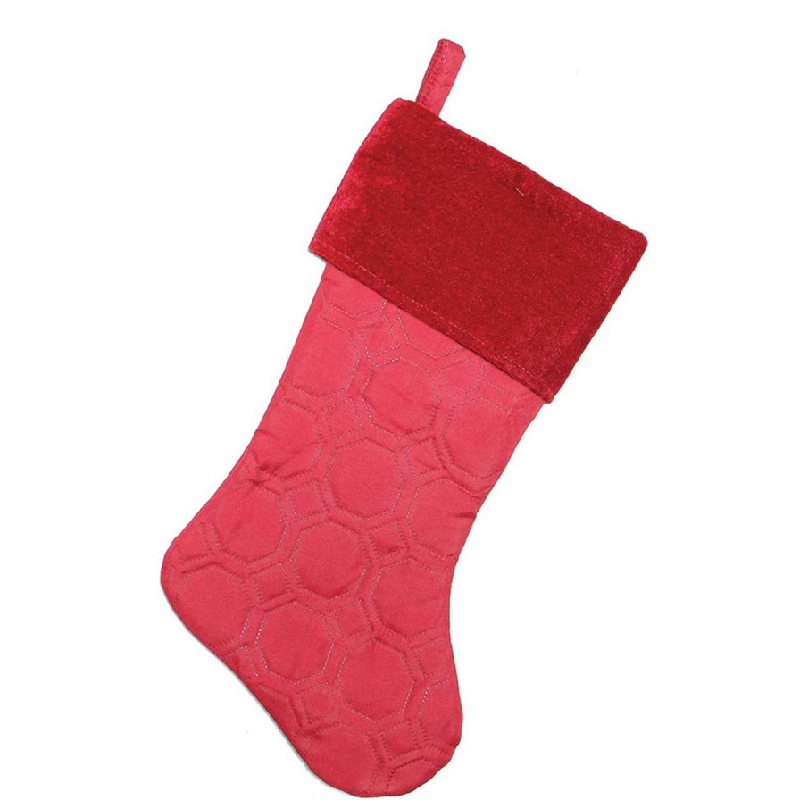 Stockings & Holders * | Northlight 18 Red Solid Quilted Decorative Christmas Stocking With Velvety Cuff