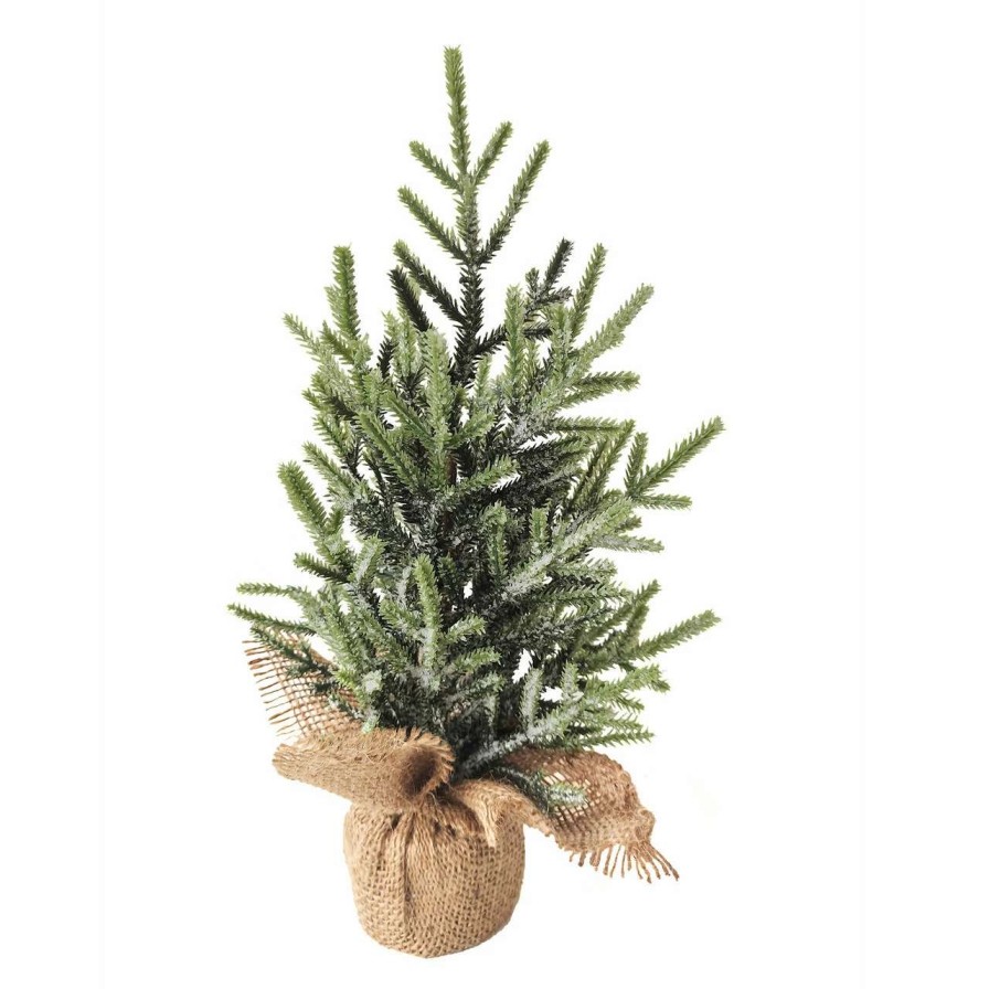 Christmas Table Top Trees * | Northlight 13.25 Frosted Ice Pine Tree In Natural Jute Base Christmas Decoration