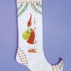 Stockings & Holders * | Patience Brewster 29 White And Red Santa Claus Holding A Candlestick Christmas Stocking