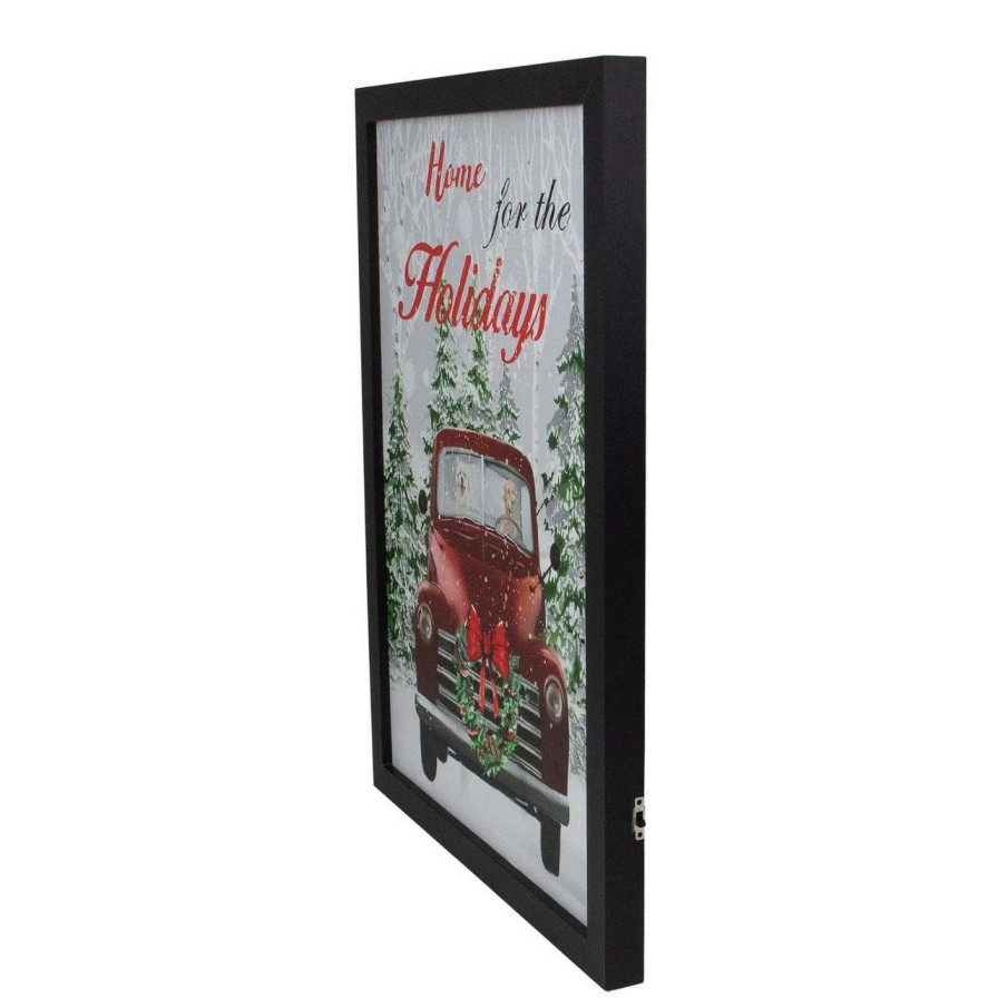 Christmas Village Sets & Accessories * | Northlight 15.75 Black Frame Red Vintage Truck Led Lighting Christmas Wall Canvas