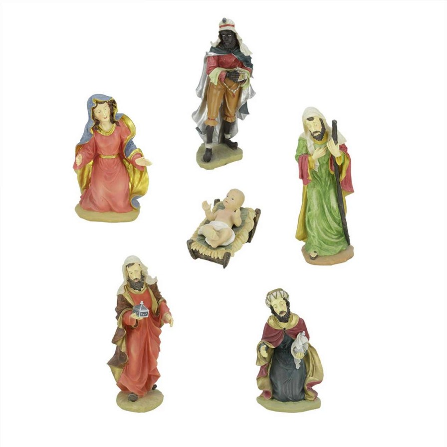 Nativity Sets & Accessories * | Northlight 6Pc Red And Green Holy Family Religious Christmas Nativity Statues 19