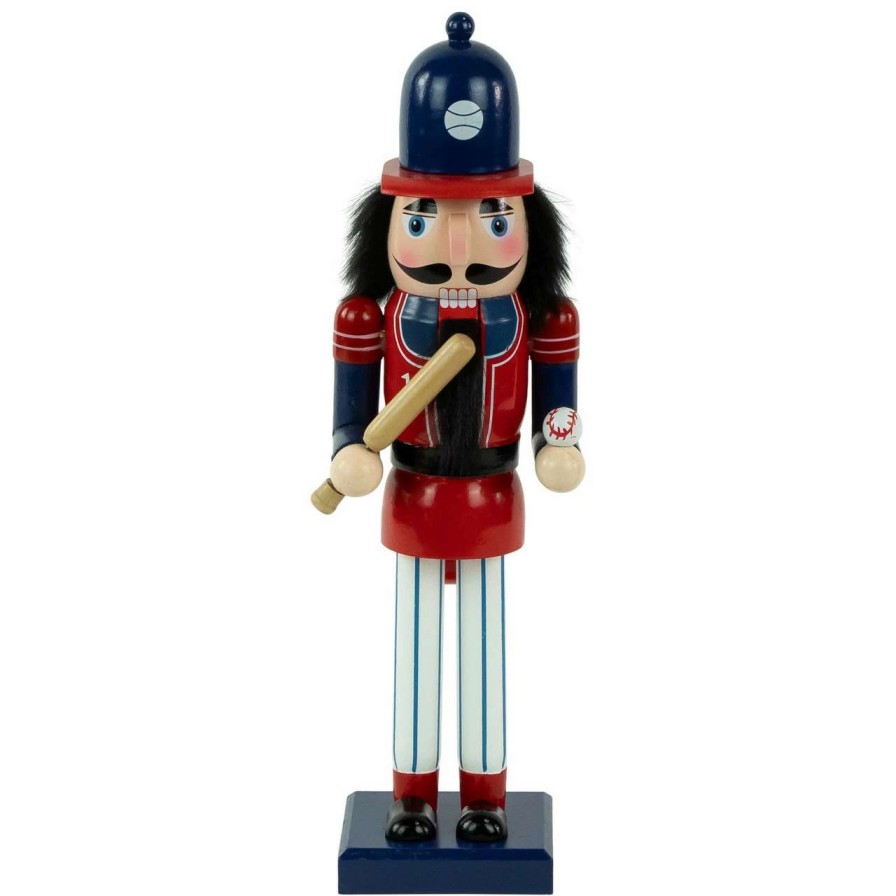 Figures * | Northlight 14 Red And Blue Wooden Christmas Nutcracker Baseball Player