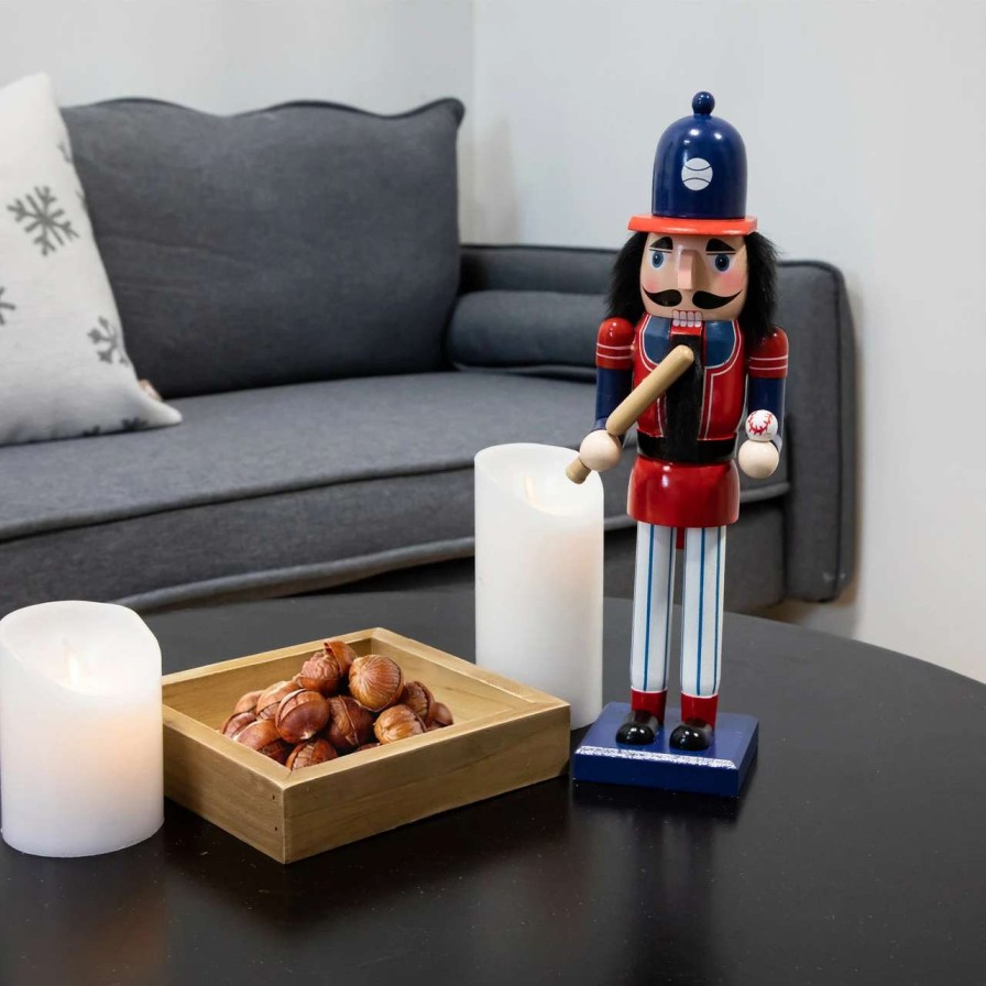 Figures * | Northlight 14 Red And Blue Wooden Christmas Nutcracker Baseball Player