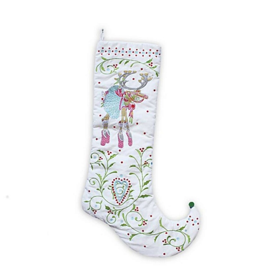 Stockings & Holders * | Patience Brewster 28 White And Red Dancer Embroidered Christmas Stocking