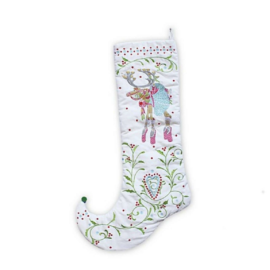 Stockings & Holders * | Patience Brewster 28 White And Red Dancer Embroidered Christmas Stocking