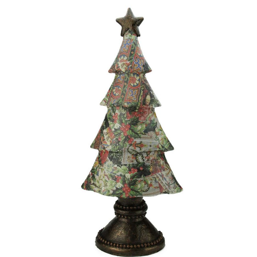 Christmas Table Top Trees * | Gallerie Ii 20 Black And Red Victorian Holly Berry Decoupage Christmas Tree Tabletop Decor